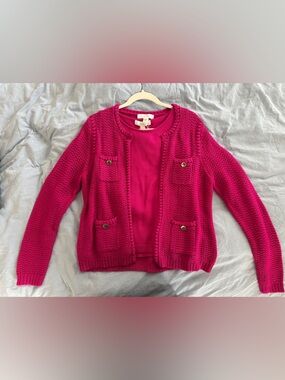 Lilly Pulitzer Bright Fuchsia Textured Knit Cardigan